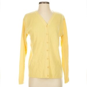 Linda Allard Ellen Tracy Yellow Cardigan, Cashmere Blend, Size Small